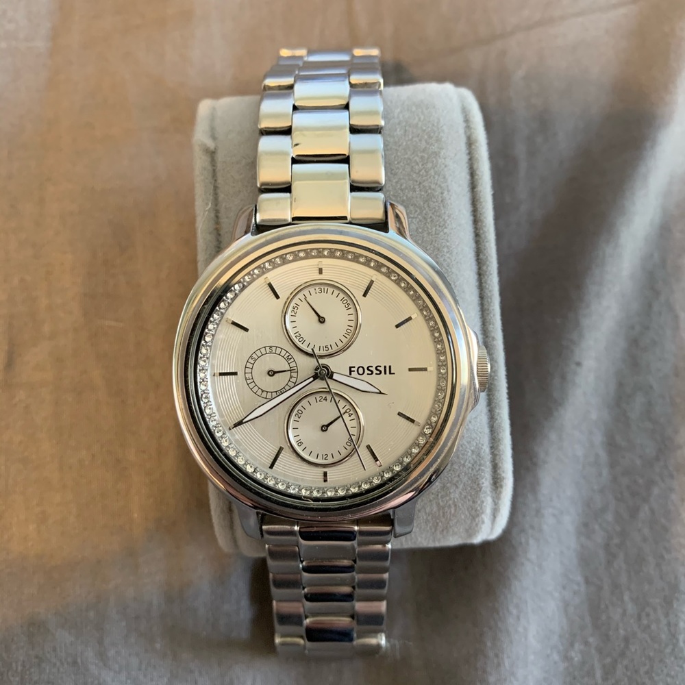 Silver Fossil Watch